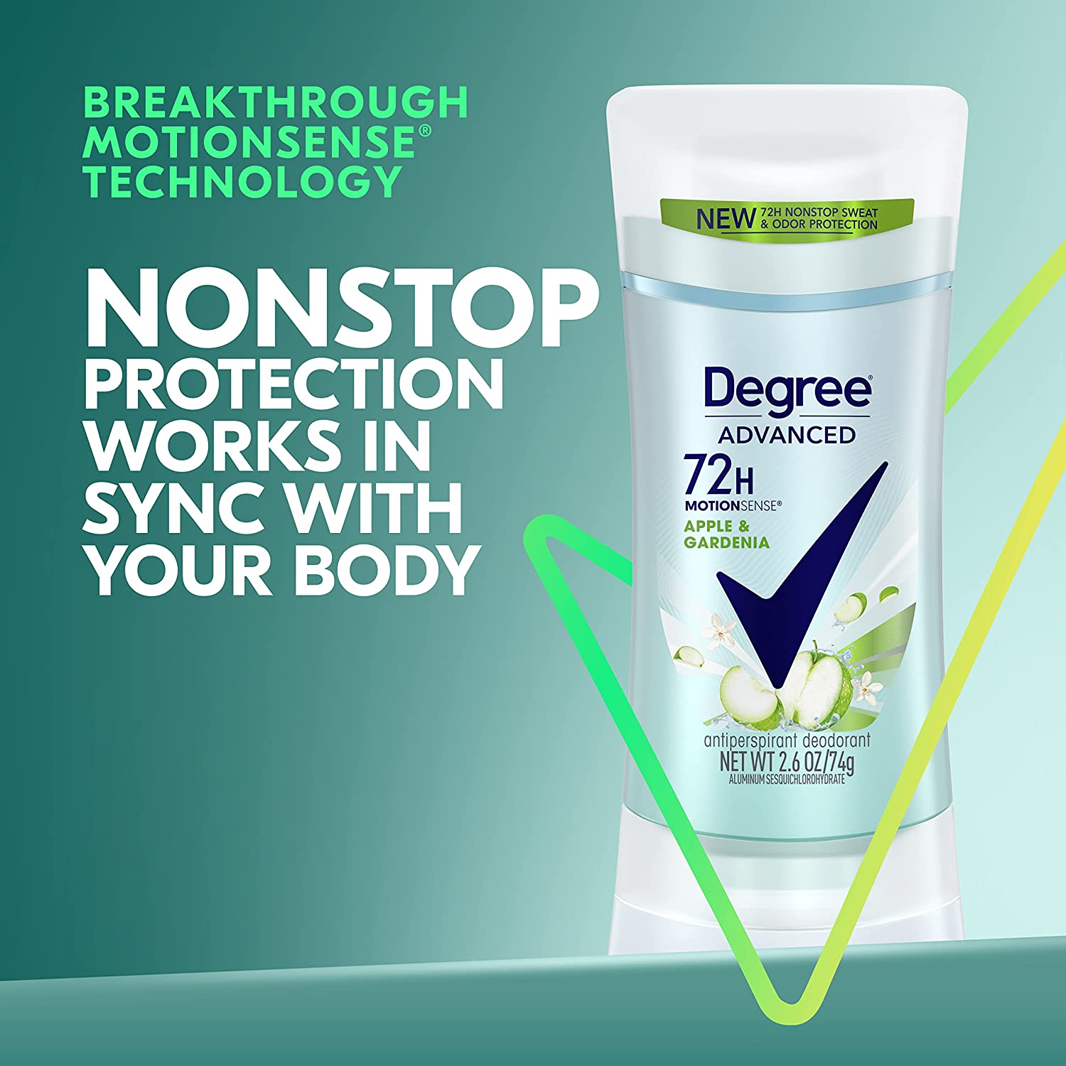 Degree Advanced Antiperspirant Deodorant 72-Hour Sweat & Odor Protection Apple & Gardenia Deodorant for Women with?MotionSense?Technology, 2.6 Ounce (Pack of 4) - Image 6